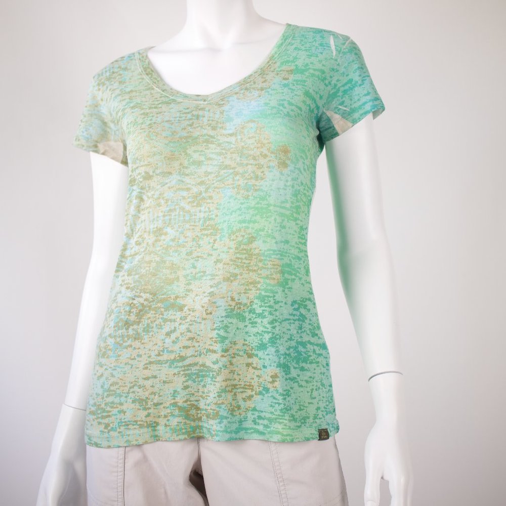 Prana Green and Tan Short Sleeve Tee